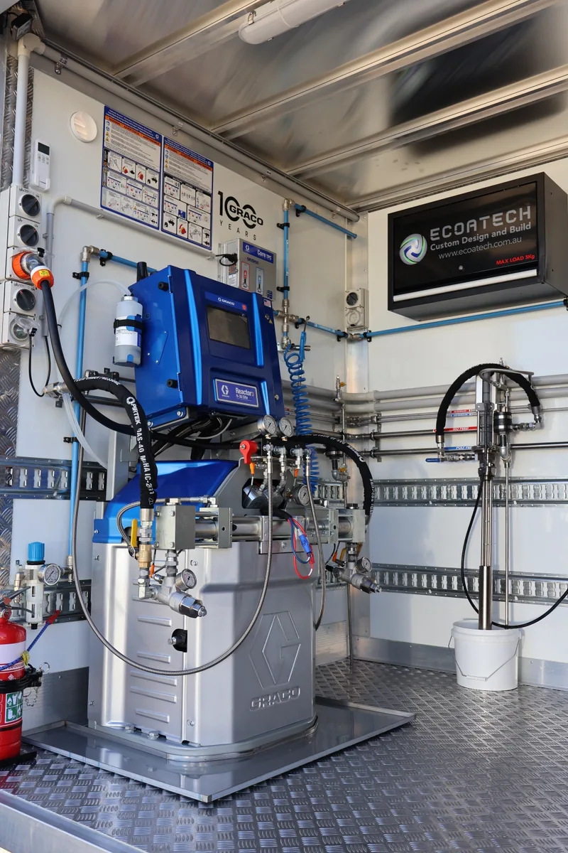 Specialist machinery, controls, hoses and pipework installed inside the ALLYPAN truck body